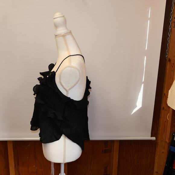 NWT J. Crew Drapey Ruffle Tank Top Cascading Ruffles Black Med Womens Trending - Picture 15 of 16